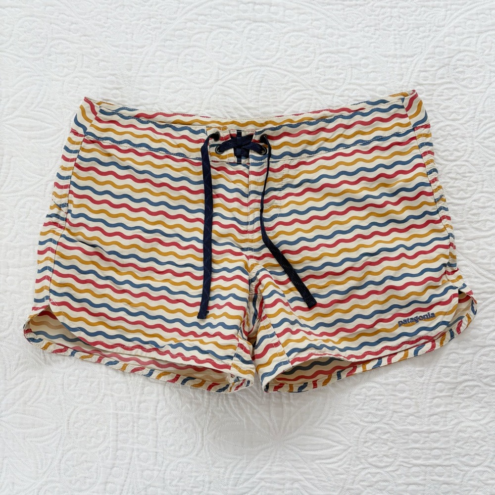 Patagonia Women's Wavefarer Boardshorts 5" Inseam, Line Up Oyster White Sz 10